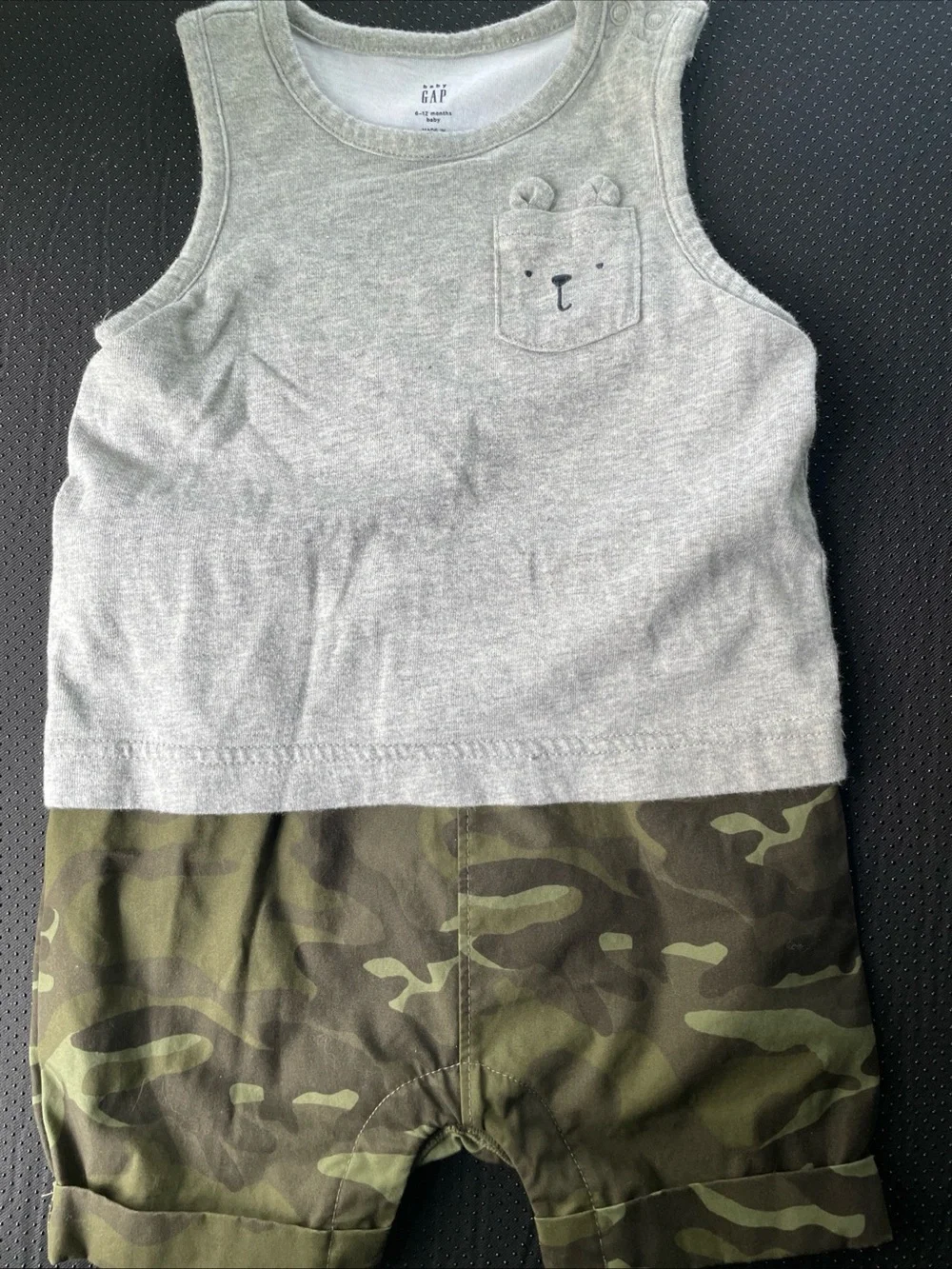 GAP Gray Tank Top with Green Camo Romper
